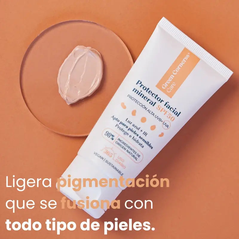 Bouclier minéral pour le visage SPF50 de Green Cornerss, 50 ml