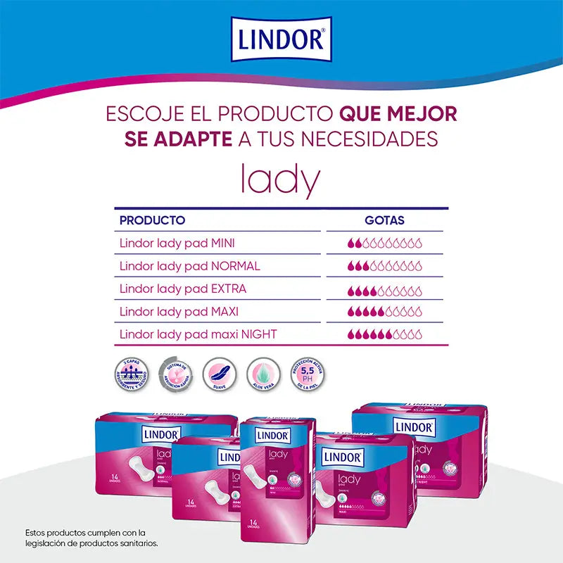 Lindor Lady Pad Maxi Night 6 gouttes