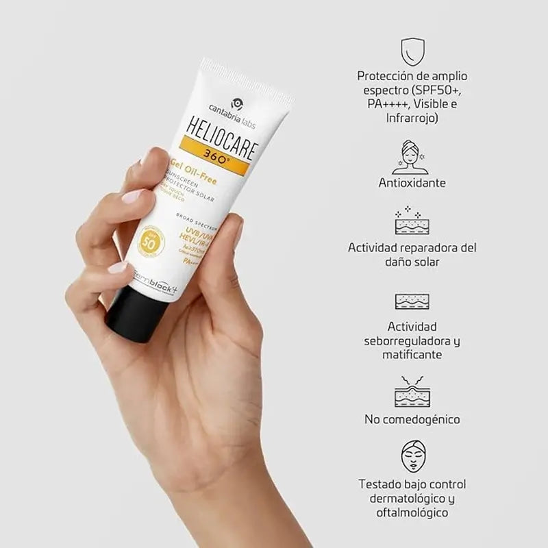 Heliocare 360º Gel solaire sans huile pour le visage SPF 50+, 50 ml