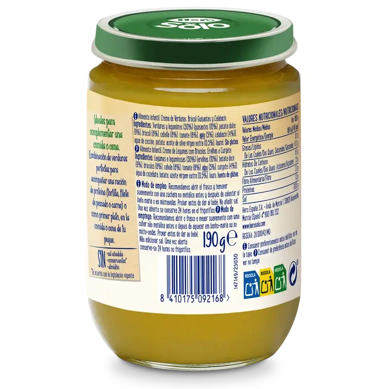 Hero Solo Crème de légumes, brocolis, pois et courgettes, 190 g