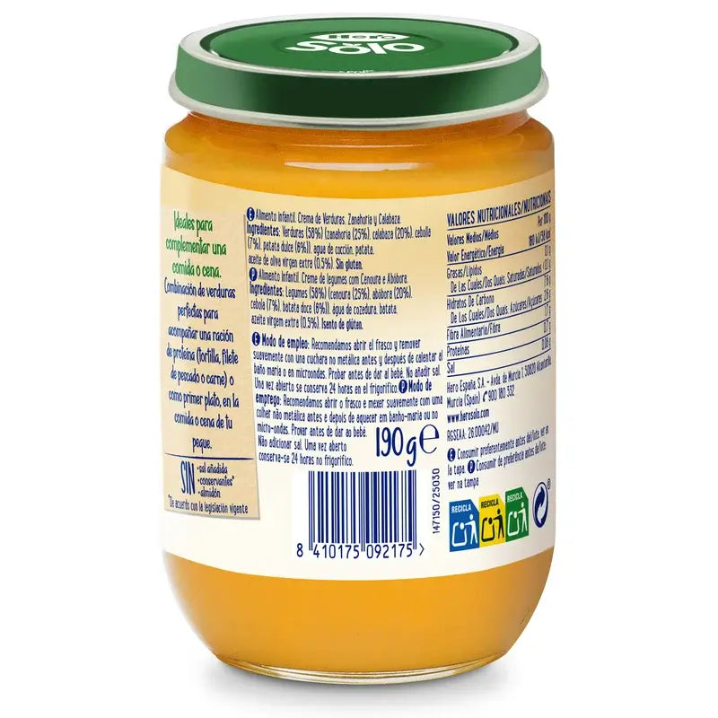 Hero Solo Crème de légumes, carottes et potiron, 190 g