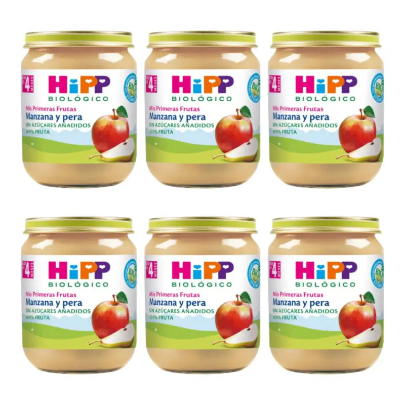 Hipp Bio, petits pots à la pomme et à la poire, lot de 6 x 125 g