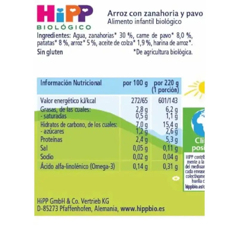 Gâteau de riz, carottes et dinde Hipp Bio, 220 g
