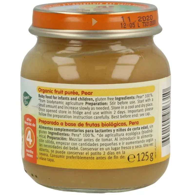 Holle 100% Pear Mini Pear Jar 4Months 125Gr. Demeter