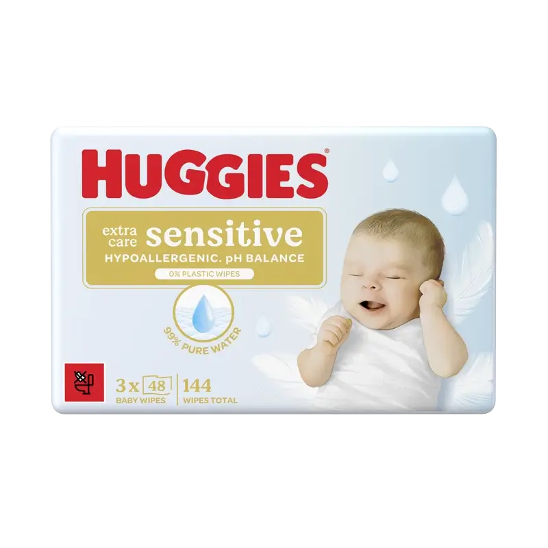 Huggies Extra Care Sensitive Wipes, 144 pièces
