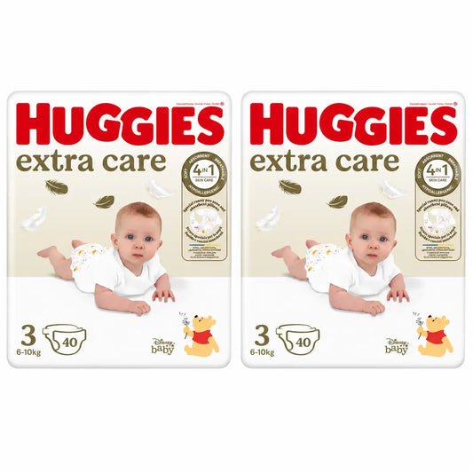 Huggies Extra Care Taille 3 (6-10 Kg) Disney Baby Nappy, 40 pcs, pack 2