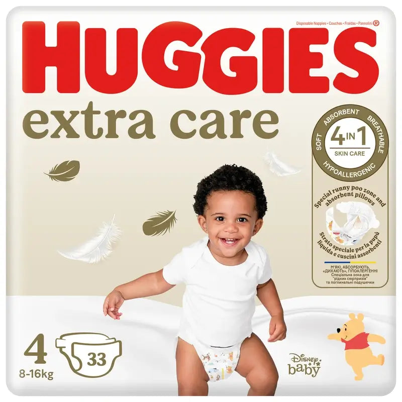 Huggies Extra Care Size 4 (8-16 Kg) Disney Baby Nappy, 33 pcs.