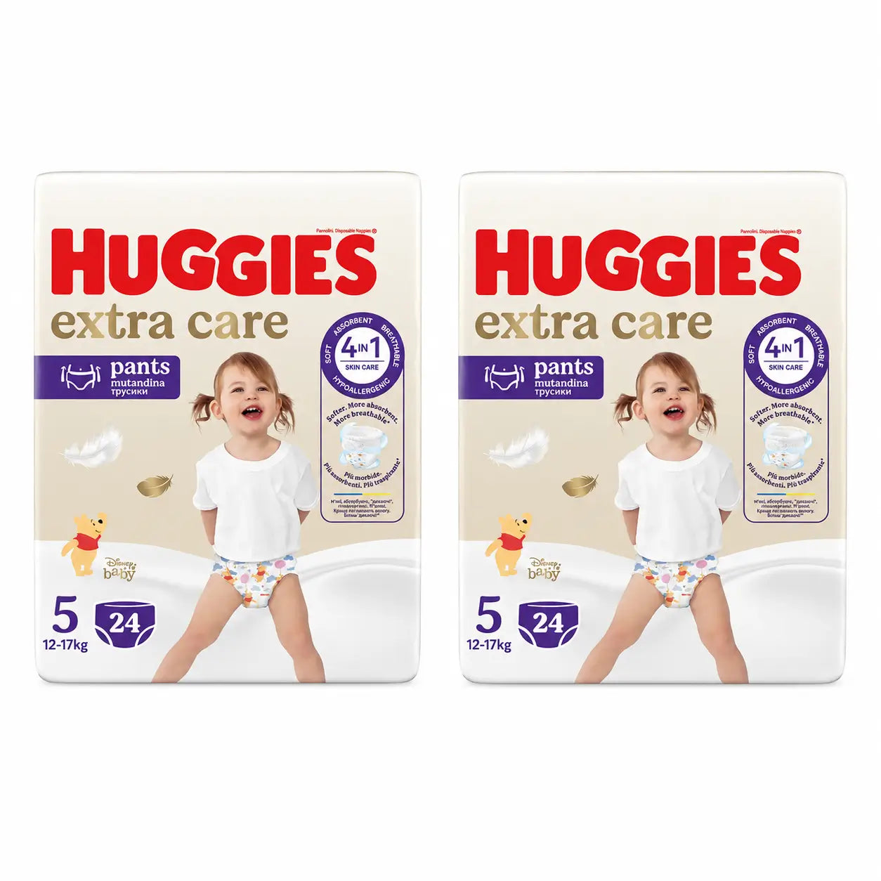 Huggies Extra Care Taille 5 (12-17 Kg) Disney Baby Diaper Briefs, 24 pièces, pack 2