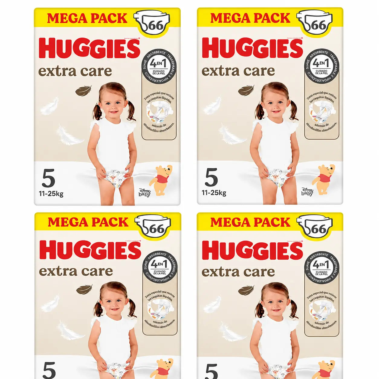Huggies Extra Care Taille 5 (11-25 Kg) Disney Baby Nappy , 66 pièces, pack 4
