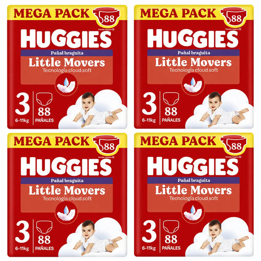 Huggies Little Movers Taille 3 (6-11 Kg) Disney Baby Diaper Briefs, 88 pièces, pack 4