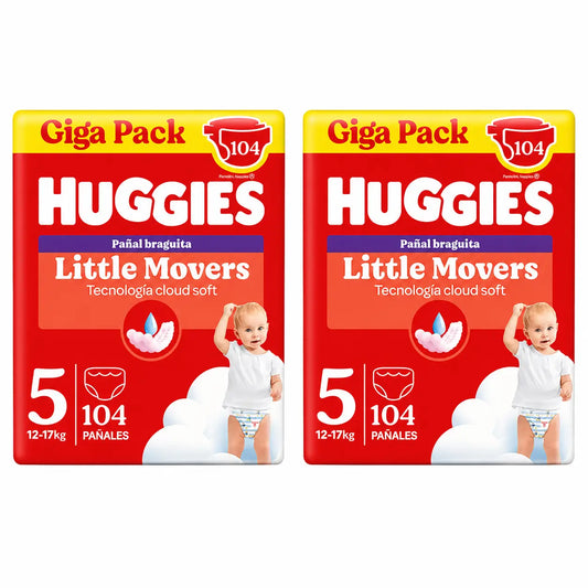 Huggies Little Movers Taille 5 (12-17 Kg) Disney Baby Diaper Briefs, 104 pièces, pack 2