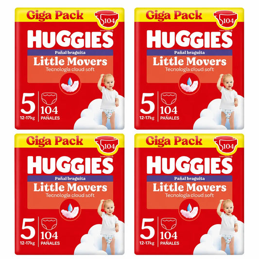 Huggies Little Movers Taille 5 (12-17 Kg) Disney Baby Diaper Briefs, 104 pièces, pack 4