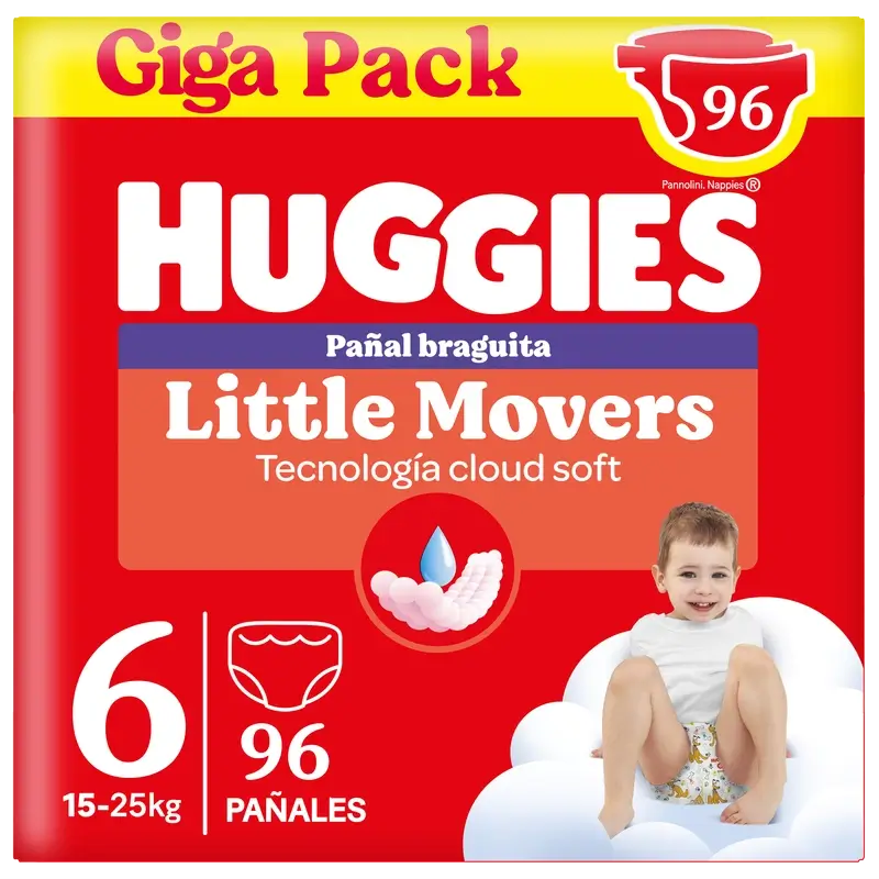 Huggies Little Movers Taille 6 (15-25 Kg) Disney Baby Diaper Briefs, 96 pièces