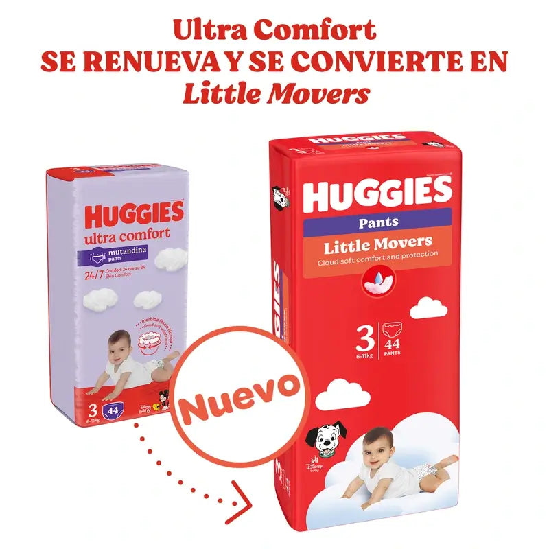 Huggies Little Movers Taille 6 (15-25 Kg) Disney Baby Diaper Briefs, 96 pièces