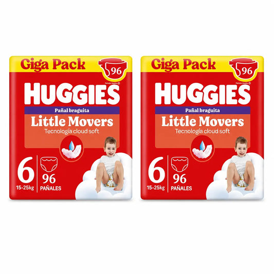Huggies Little Movers Taille 6 (15-25 Kg) Disney Baby Diaper Briefs, 96 pièces, pack 2