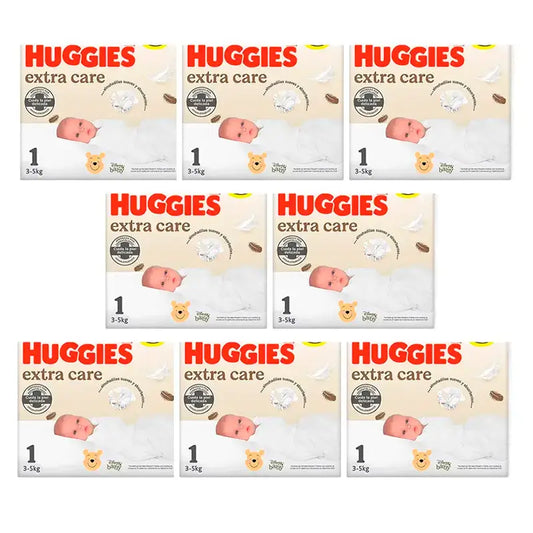 Huggies Extra Care Nappy Size 1, Pack 8 x 28 pcs.