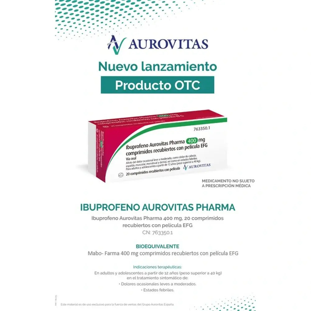 Ibuprofen Aurovitas Pharma 400 Mg, 20 comprimés pelliculés efg