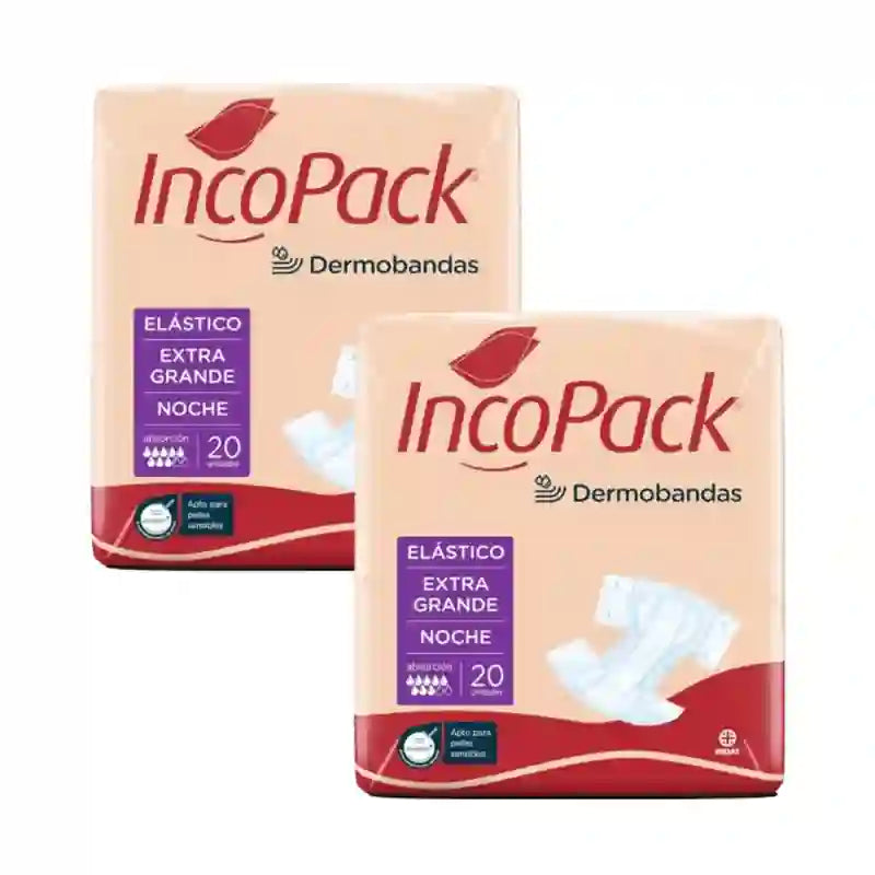 Incopack Elastic Absorbent Night Absorbent Extra Large Size, Pack 2, 160 Pcs.