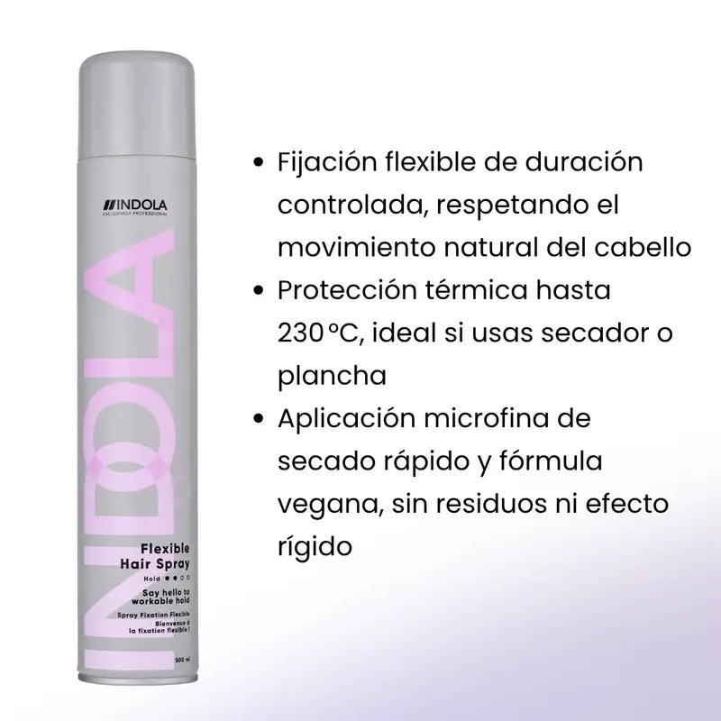 Indola Professional Spray pour cheveux à tenue flexible, 500 Ml