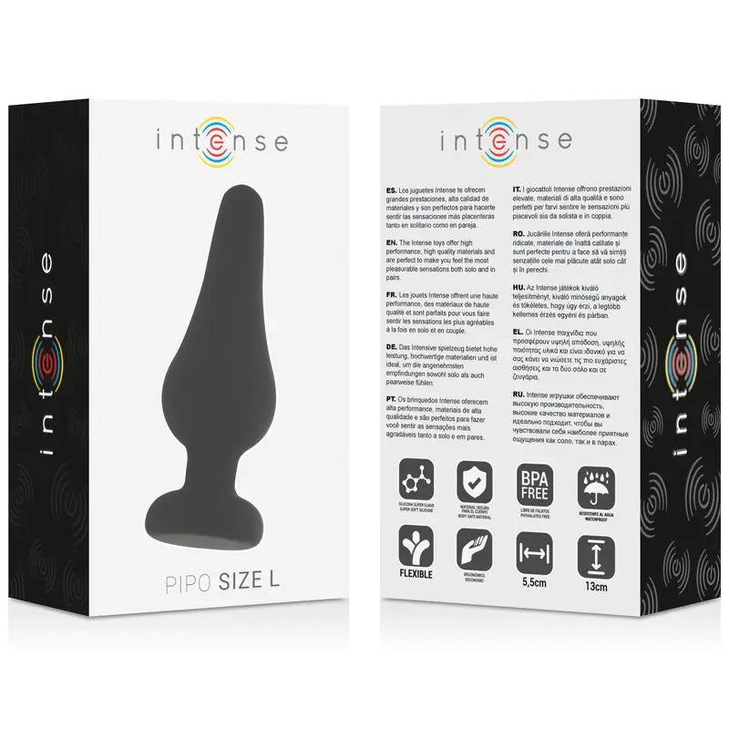Intense Anal Toys Anal Plug Pipo L Silicone Black 13 Cm