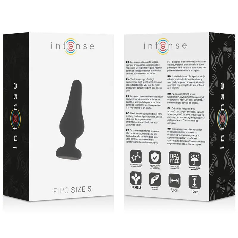 Intense Anal Toys Anal Plug Pipo S Silicone Black 9.8 Cm