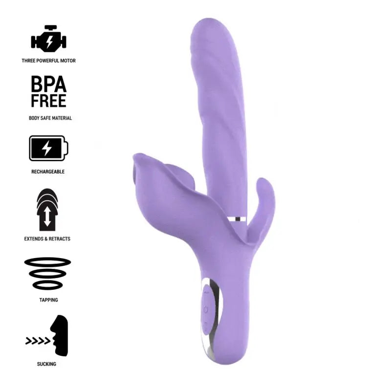 Intense Billie Multifunction Rechargeable Suction Multifunction Vibrator With Push Button Purple