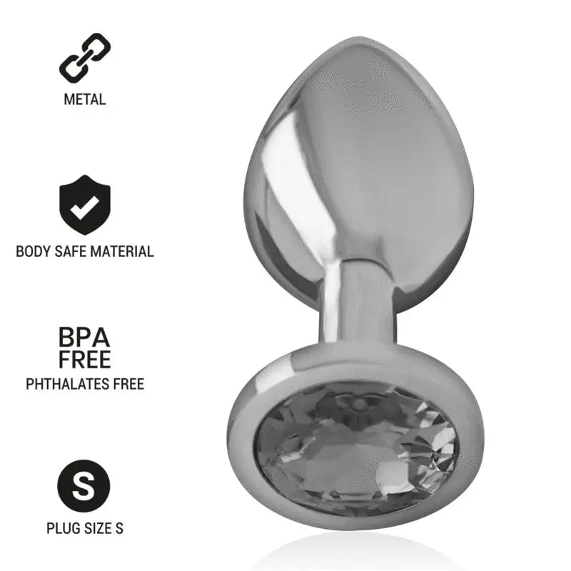 Intense Anal Plug Metal Aluminium With Black Crystal Size S