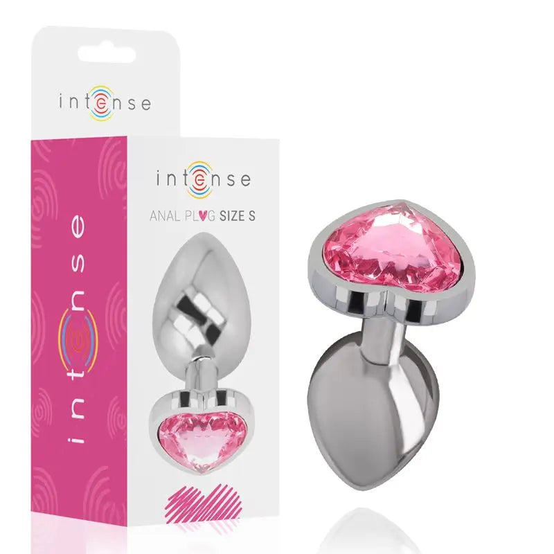 Intense Anal Plug Metal Aluminium Heart Pink Size S