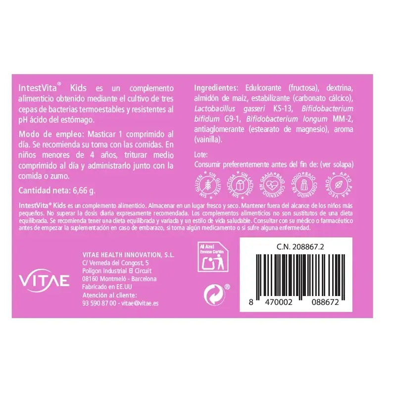 VITAE IntestVita Kids, 15 comprimés