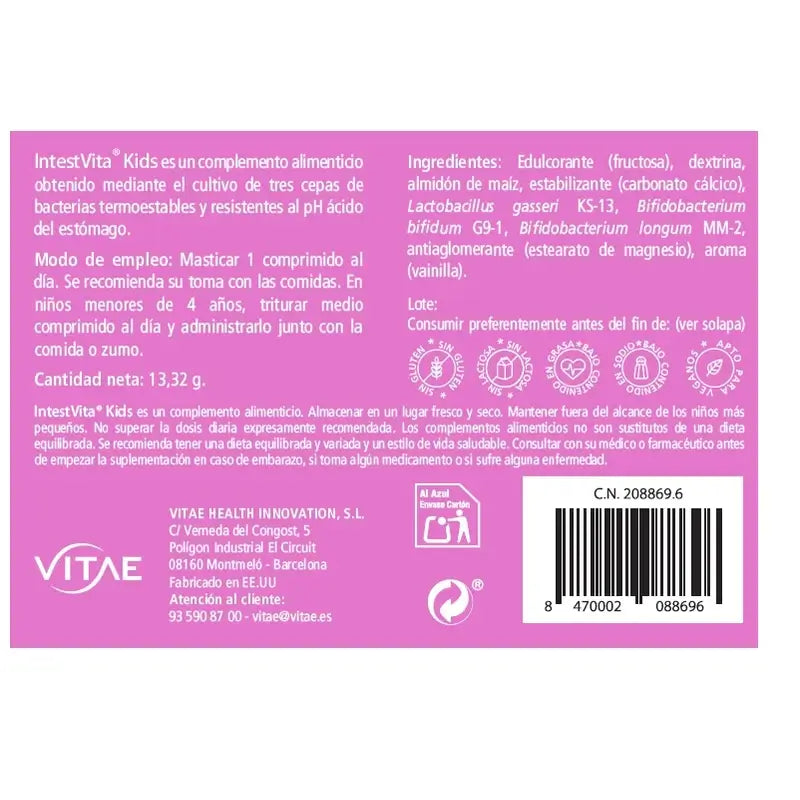 VITAE IntestVita Kids, 30 comprimés