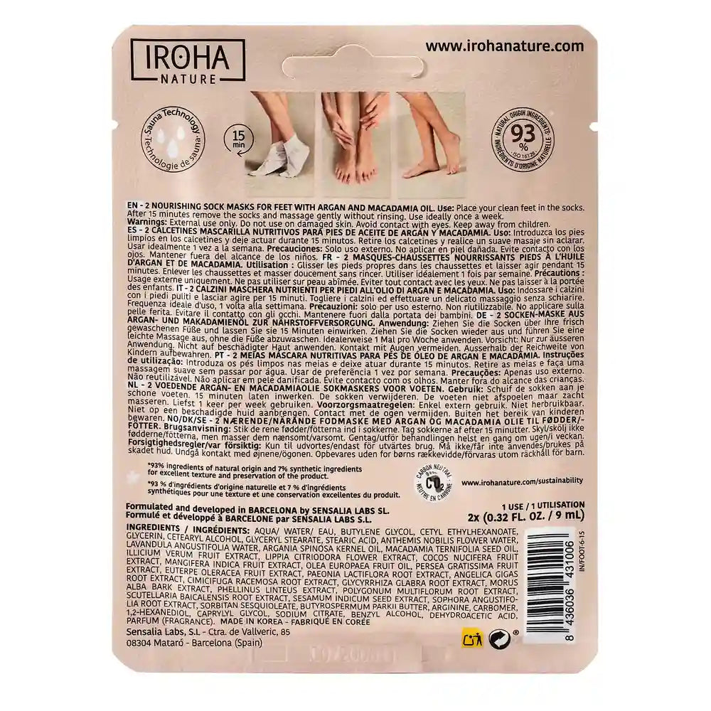 Iroha Nature Masque Nourrissant Corps Chaussettes, 20 Ml