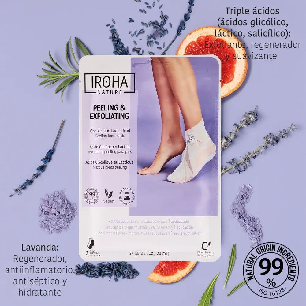Masque gommant et exfoliant pour les chaussettes corporelles de Iroha Nature, 20 ml