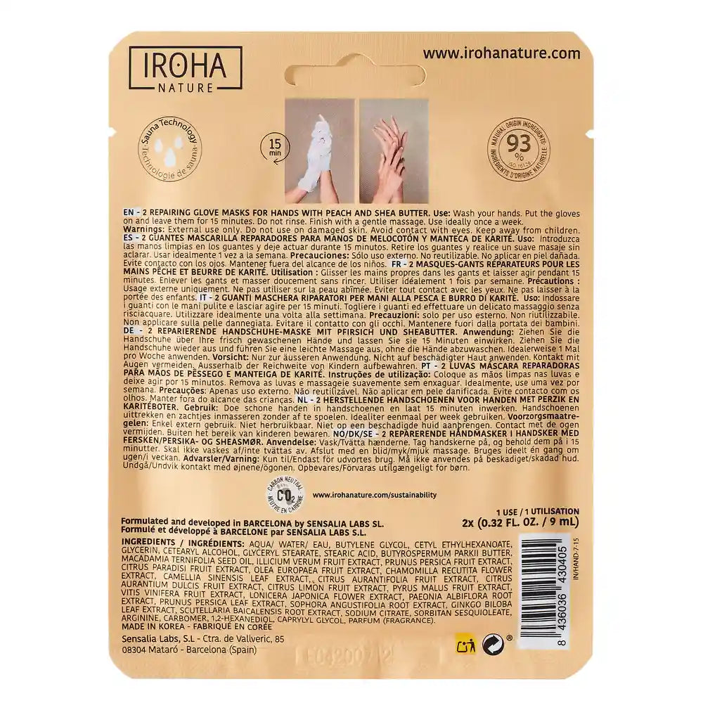 Gants de corps Iroha Nature Masque réparateur , 20 Ml