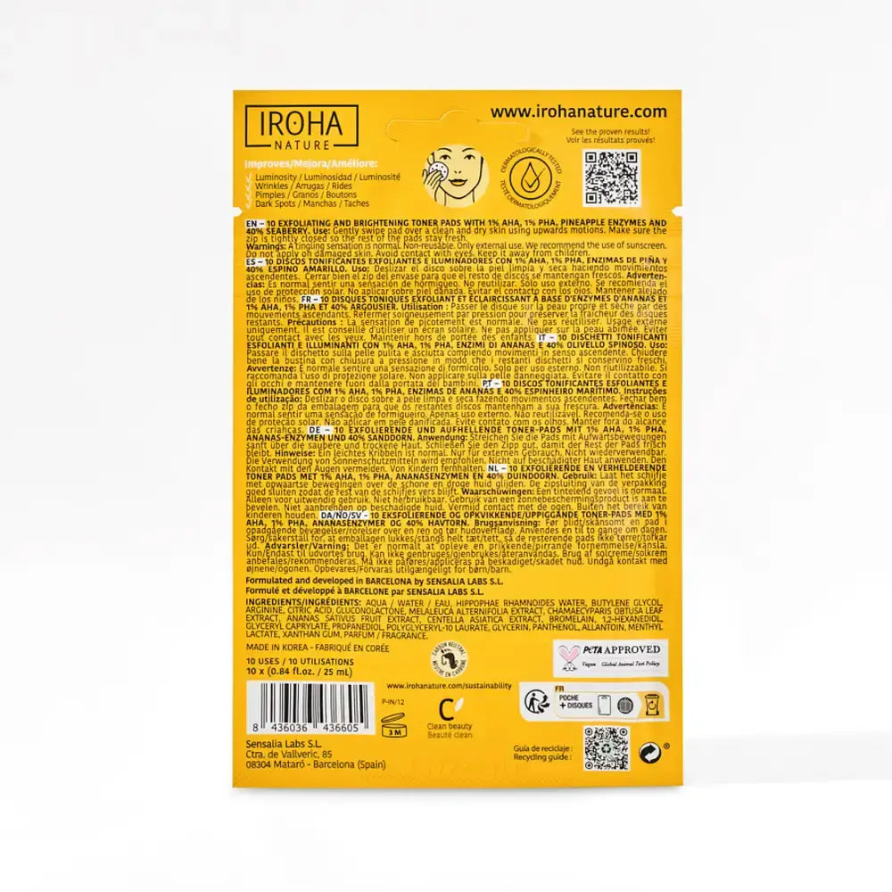 Disques toniques exfoliants Iroha Nature, 10 pièces