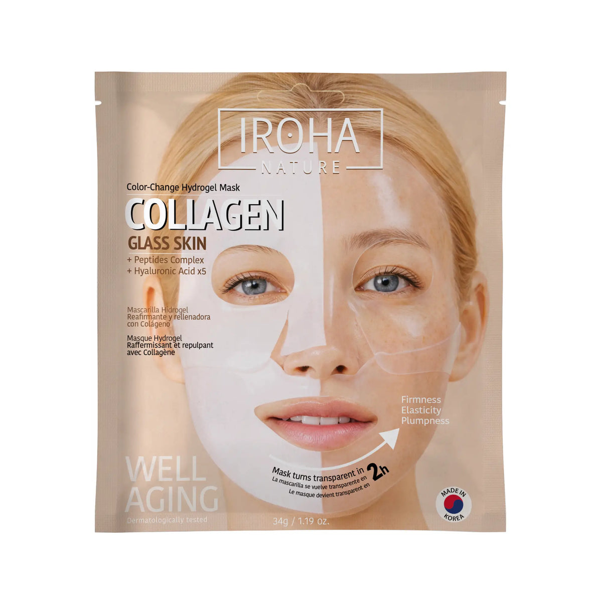 Iroha Nature Masque hydrogel pour peau de verre au collagène, 2 g