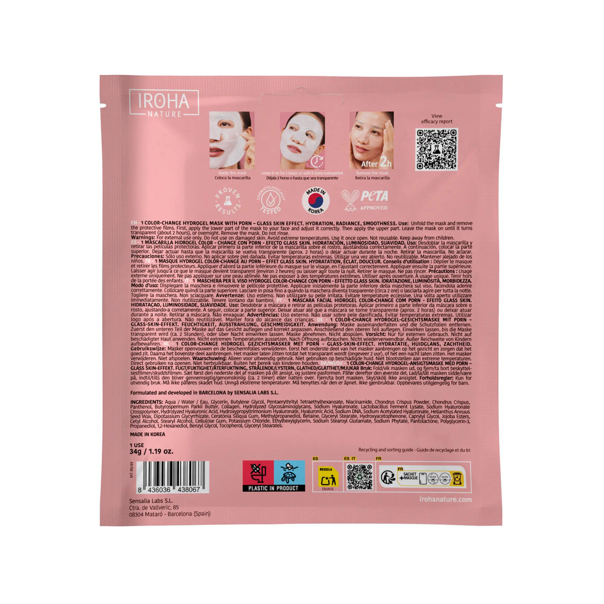 Iroha Nature Iroha Nature Masque Hydrogel avec Pdrn, 1 gr