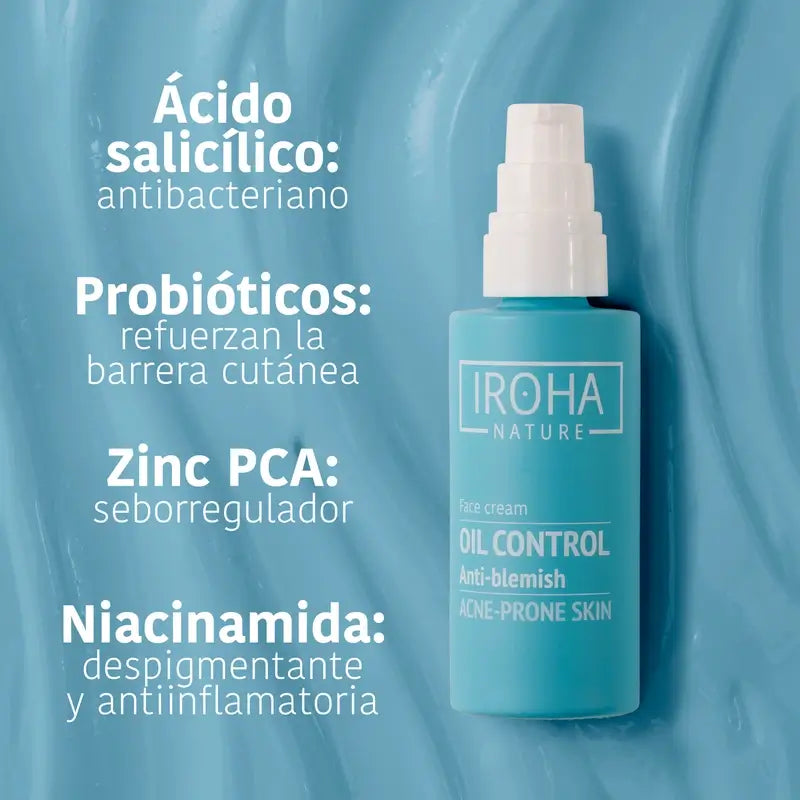 Iroha Nature Crème séborégulatrice anti-imperfections pour peaux grasses, 50 ml