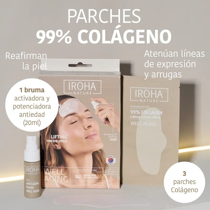 Iroha Nature Forehead Patches 99% Collagen (3 pcs + 1 Mist) , 3 paires