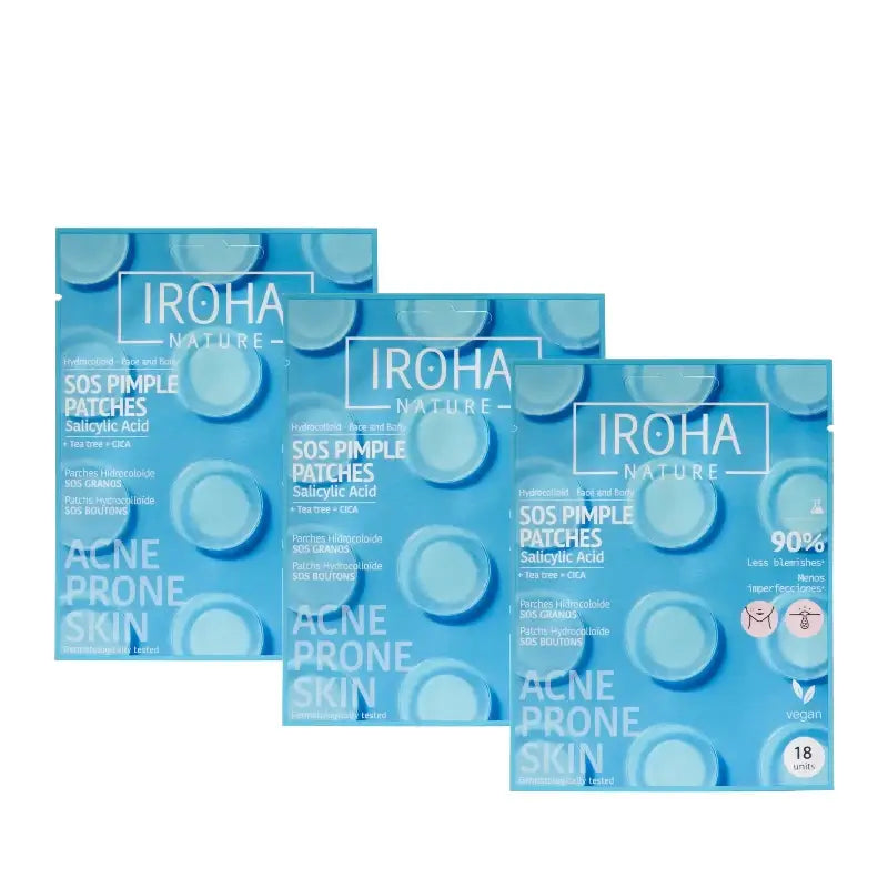 Iroha Nature Patchs SOS contre les boutons à l'acide salicylique, lot de 3