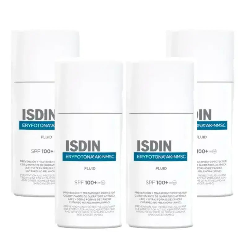 Isdin Eryfotona AK-NMSC Solaire et Visage SPF 100+, Lot de 4 x 50 ml