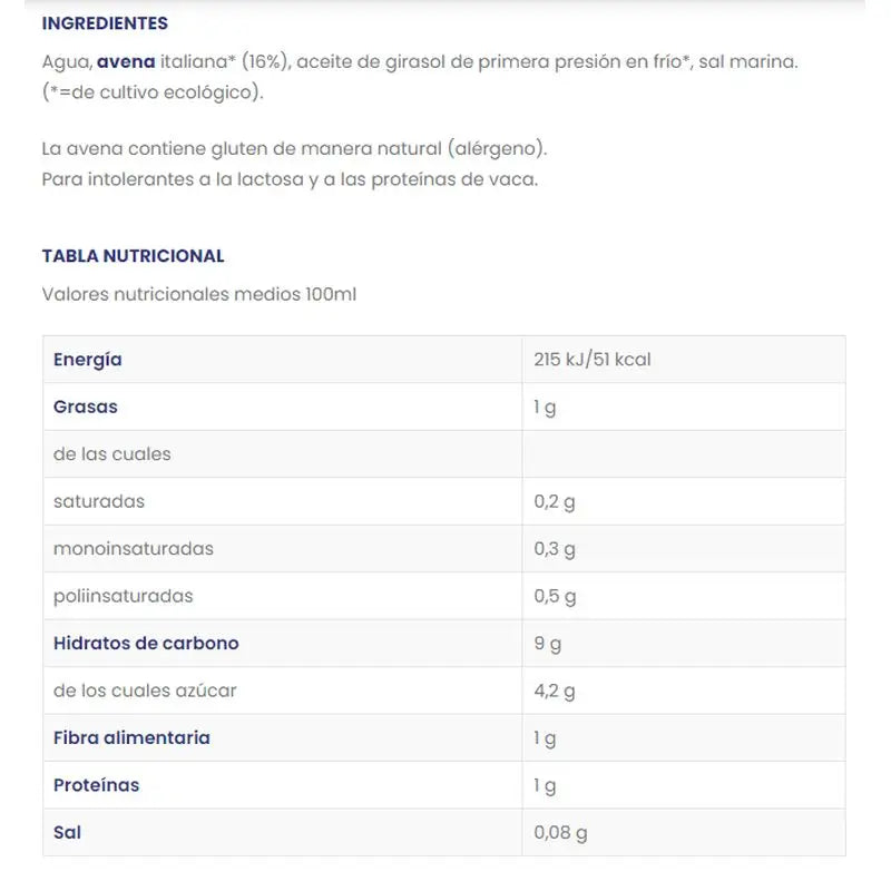 Boisson d'avoine biologique Isola Bio, 1 litre