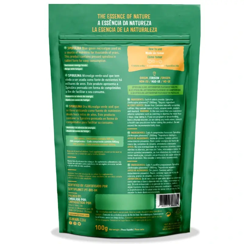 Iswari Spirulina Bio Es, 200 comprimés de 100g
