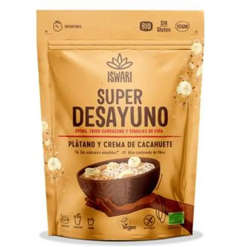 Iswari Super Breakfast Banana & Peanut Cream 360Gr Bio Sg Vegan