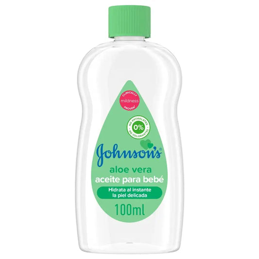 Johnson's Baby Aloe Vera Oil, Hydrate et nourrit instantanément, 100ml