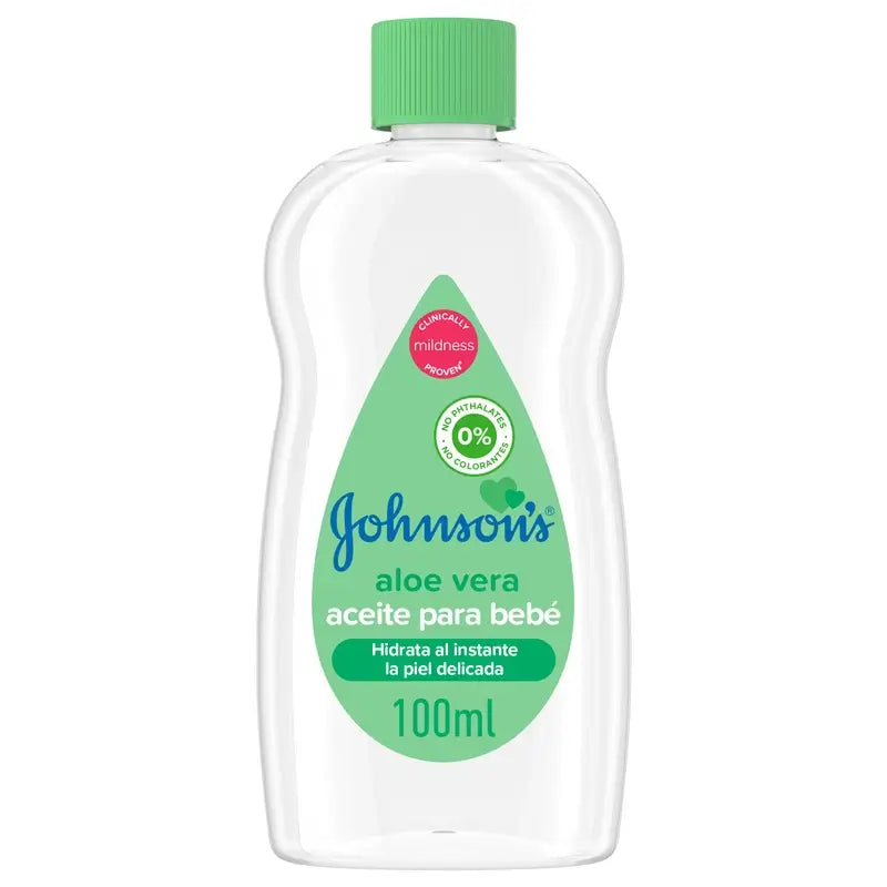 Johnson's Baby Aloe Vera Oil, Hydrate et nourrit instantanément, 100ml