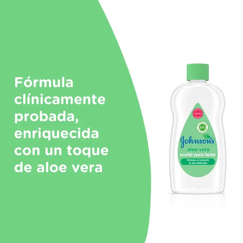 Johnson's Baby Aloe Vera Oil, Hydrate et nourrit instantanément, 300ml