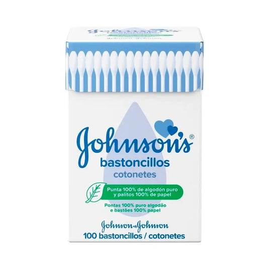 Johnson's Baby Swabs for Baby, Child and Adult, with 100% pure Cotton Tips, 1 box with 100 swabs