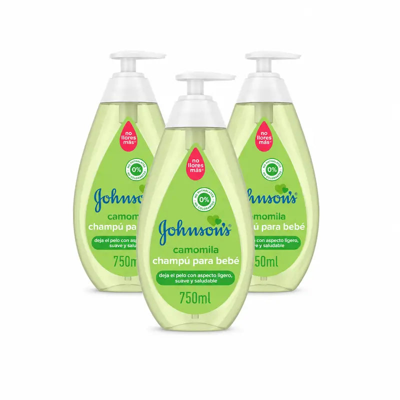 Shampoing Johnson's Baby à la camomille, pour un usage quotidien, nettoie et adoucit, sans sulfates, pour toute la famille, lot de 3 x 750 ml