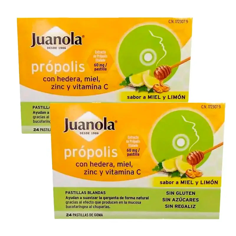 Juanola Propolis Soft Tabs Lemon & Honey Pack 2 x 24 unités