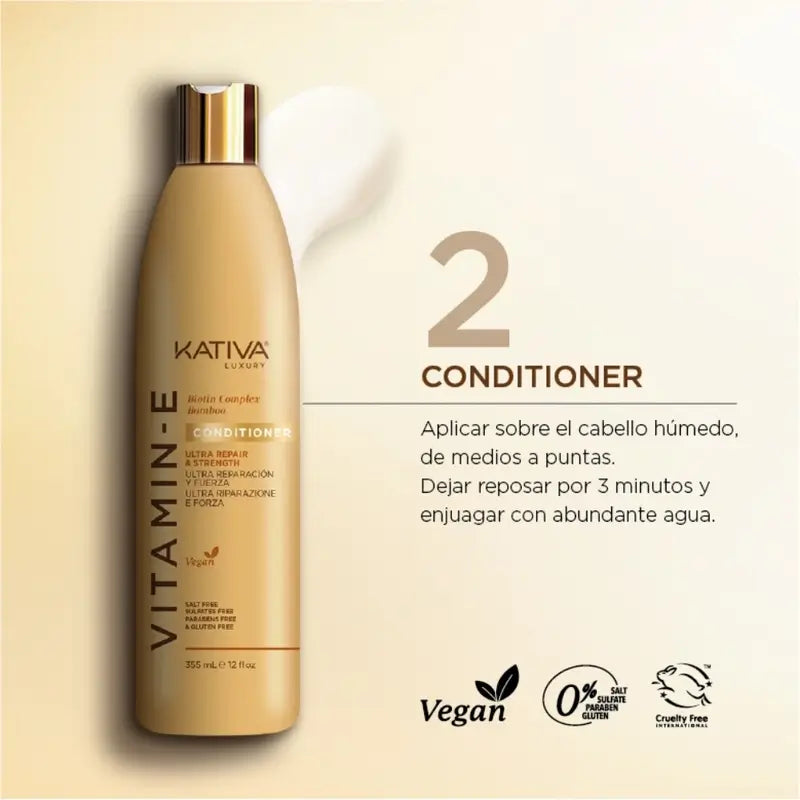 Kativa Vitamin E Biotin Biotin Bambu Conditioner, 355 ml